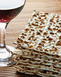 Passover matzah and wine