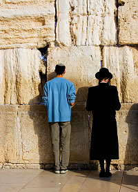 Jews praying at the Western Wall